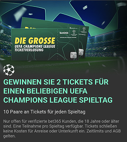 Bet365 CL Gewinnspiel 10x2 Tickets