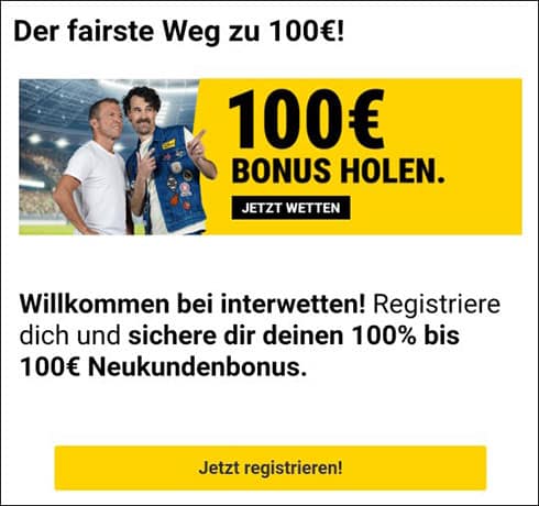 Jetzt Interwetten 100€ Neukundenbonus sichern