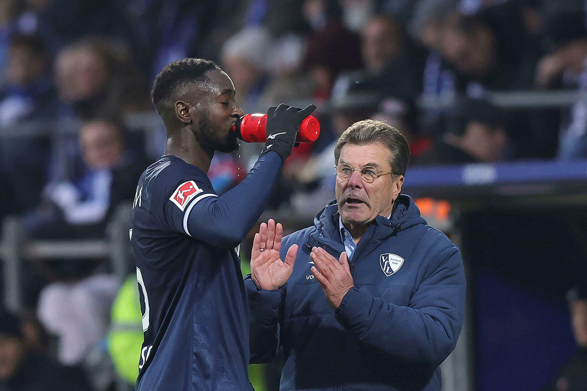 Dieter Hecking und Ibrahima Sissoko / Bochum Bremen Tipp (© dpa picture alliance / Alamy Stock Photo)