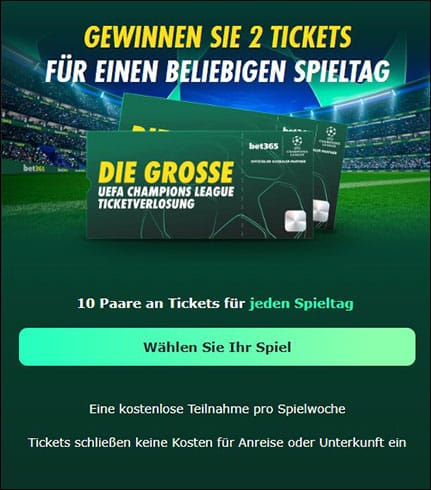 Bet365 CL Gewinnspiel 10x2 Tickets